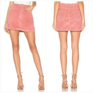 GRLFRND Zamira A-Frame Gusset Corduroy Skirt in Last Rose
